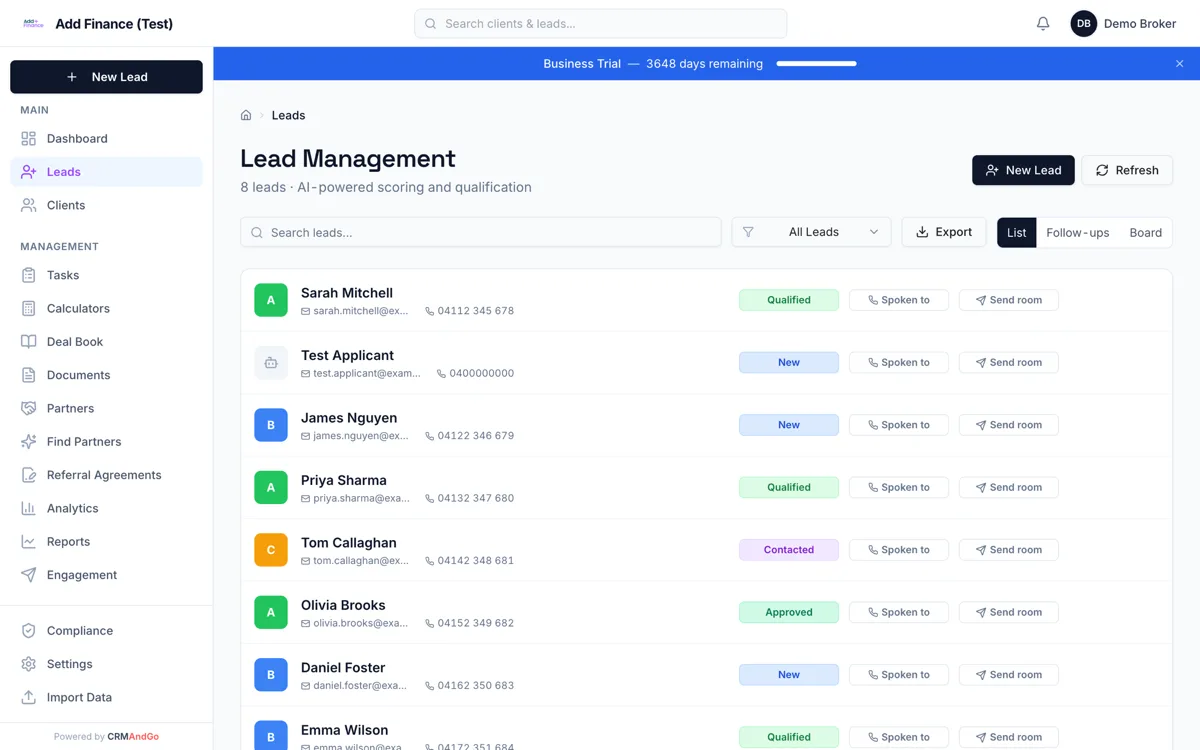 The CRMandGo interface
